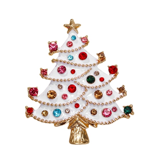 Elegant Christmas Tree Brooch Pin Dazzling Christmas Tree Snowman Brooch Pin For Women Rhinestones Holiday Gift