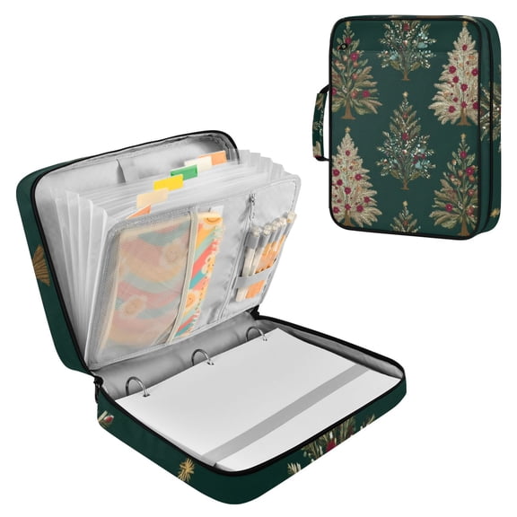 Elegant Christmas Trees Accordion File Organizer Expanding File Folder 3-Ring Binder Bag 500 Sheets A4 Size