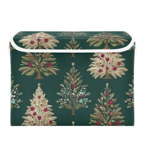 Elegant Christmas Trees Foldable Storage Bins with Lids Handles Collapsible Storage Containers Tote Boxes 16.5 x 12.6 x 11.8 inches