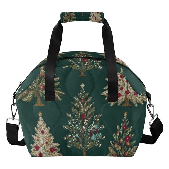 Elegant Christmas Trees Insulated Lunch Bag Reusable Quilted Lunch Box Waterproof Leakproof Lunch Container