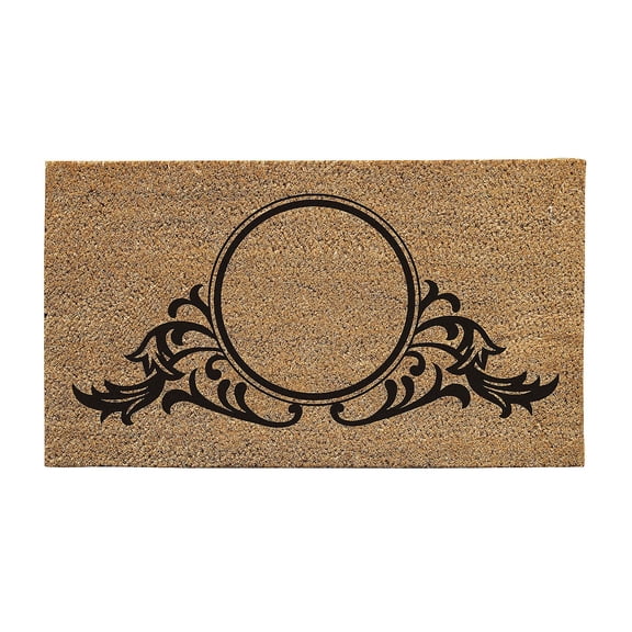 Elegant Circle Swirl Natural Coir Monogram Mat
