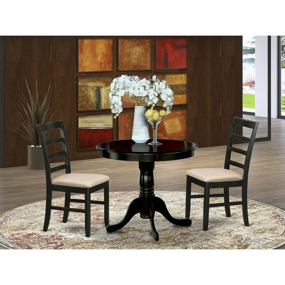 Elegant Circular Kitchen Table Set - Solid Hardwood with Cappuccino Finish - Compact Size for 2-4 People - Versatile and Stylish Design