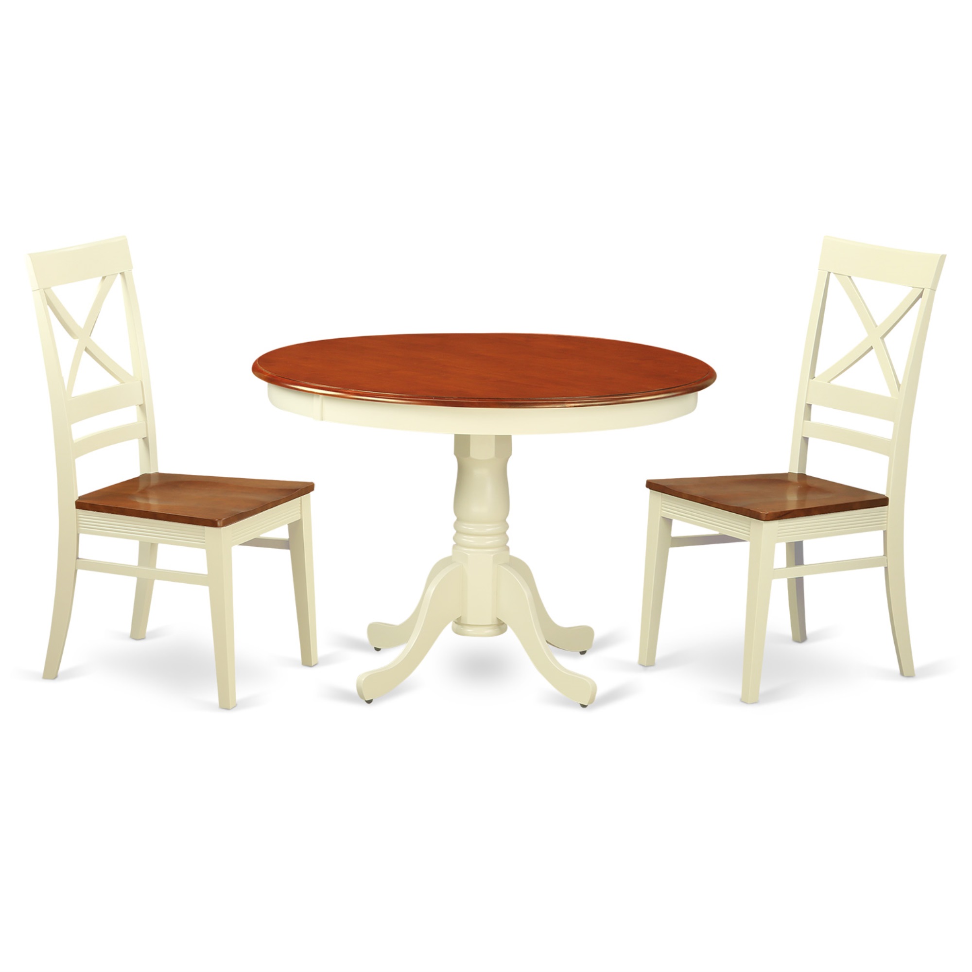 Elegant Circular Small Set 42" Round Table 2 Kitchen Chairs