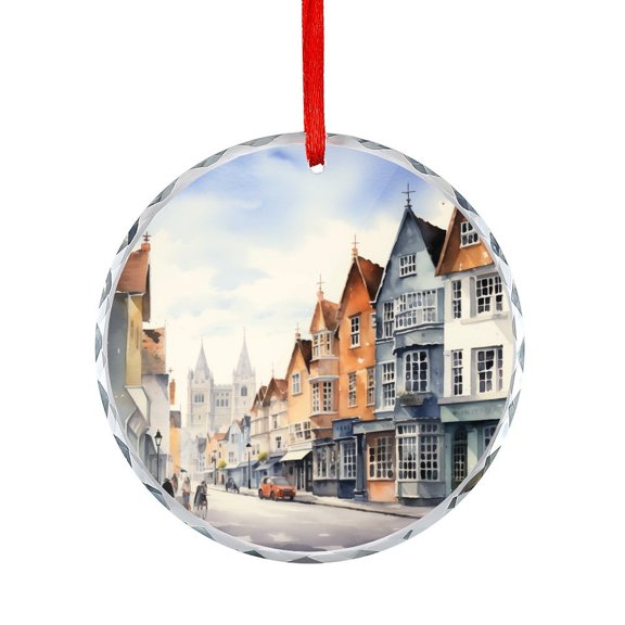 Elegant Cityscapes Ornament Travel Themed Christmas Ornament Round Glass Gift Exchange Present Ideas