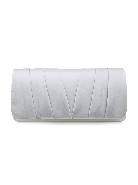 Elegant Classic Solid Satin Pleated Satin Flap Clutch Evening Bag Handbag