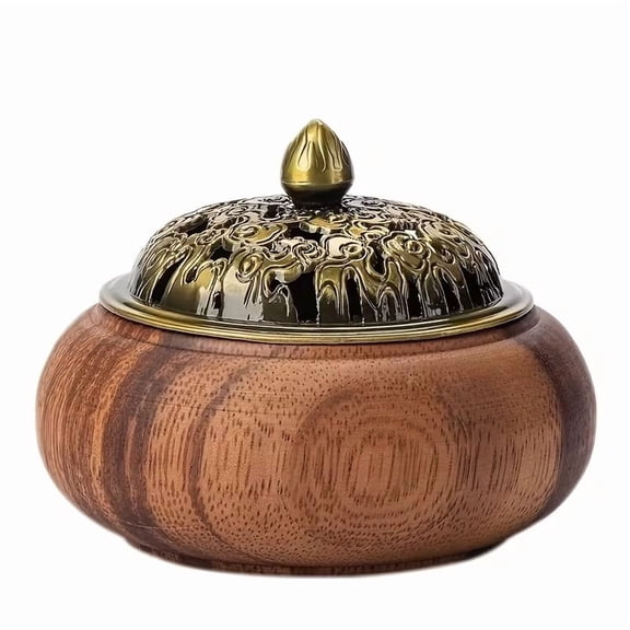 Elegant Classical Chinese Walnut Incense Burner for Aromatherapy, Meditation, and Yoga