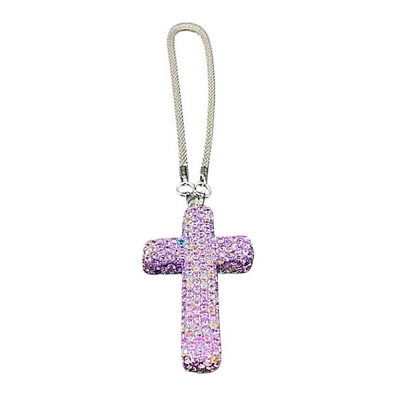 Elegant Clay Crucifix Car Accessory With Rhinestones For Interior Decoration Inspired