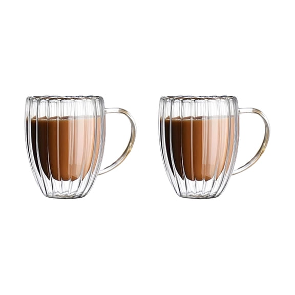 Elegant Clear Borosilicate Glass Mug Double Wall Design Coffee Cups for Comfortable and Safe Beverage Enjoyment