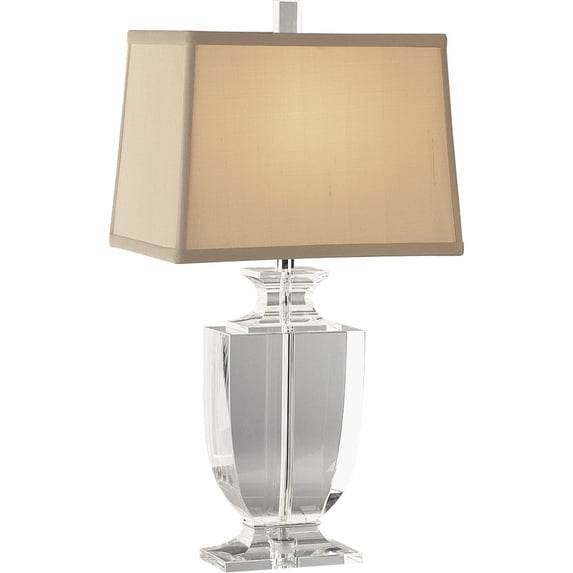 Elegant Clear Crystal Accent Lamp with Silver Plate Accents & Cafe Dupioni Silk Shade | Medium E26 Socket | Dimmable Table Lamp