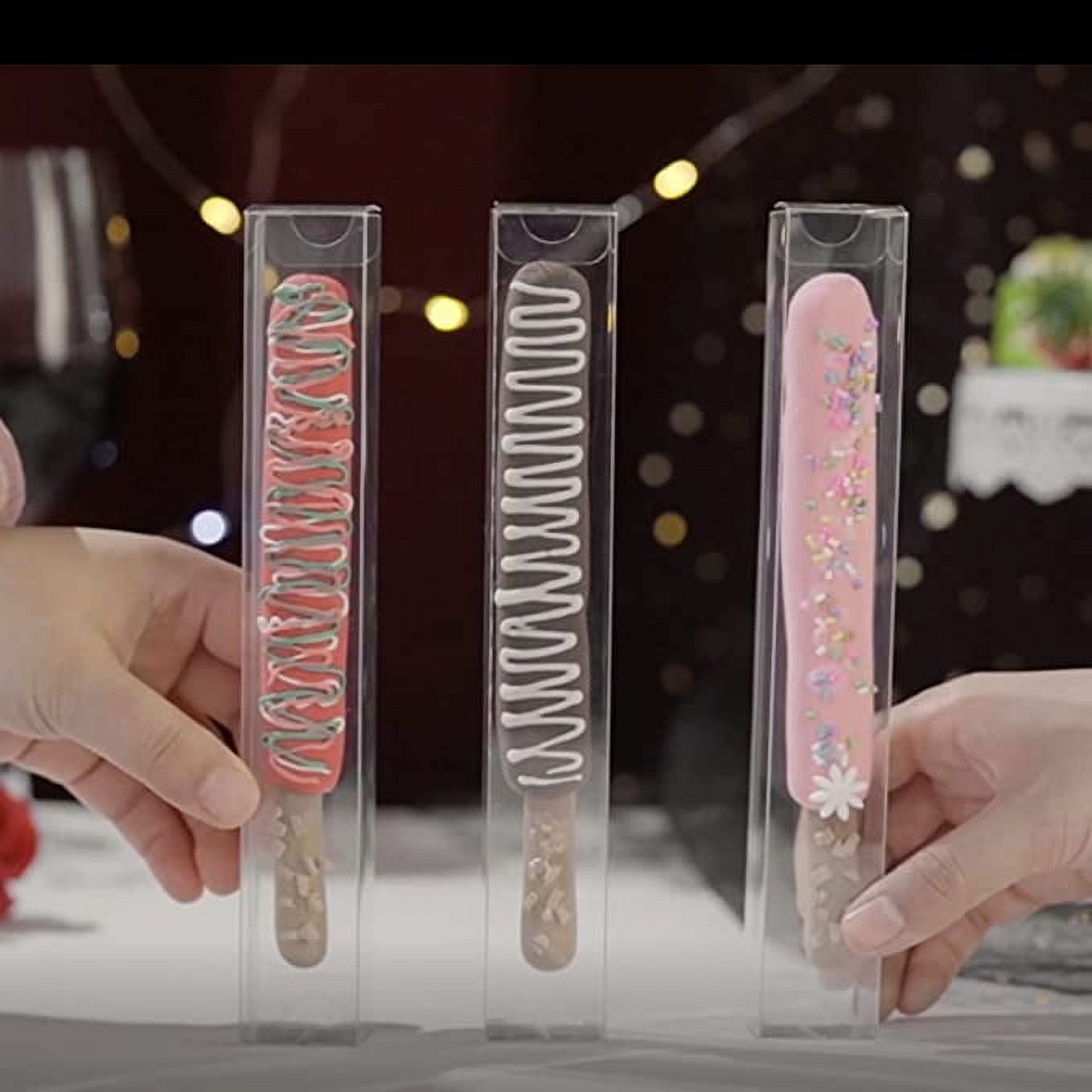 Elegant Clear Pretzel Rods Boxes 100PCS 1"x 1"x 8" Treat Boxes for