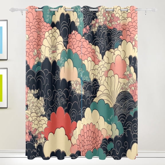 Elegant Cloud Art Blackout Curtains for Living Room Bedroom 55W x 72/84L Insulated Window Drapes 2 Panels