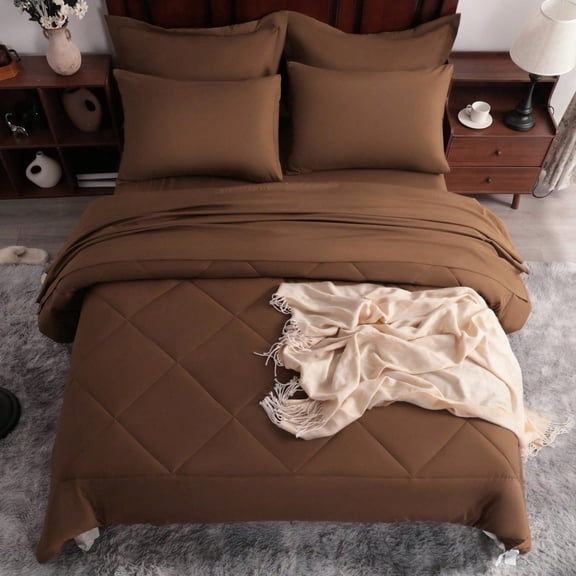 Elegant Coffee Bedding Set, Ultra-Soft & Breathable Microfiber With Sheets And Pillowcases, All-Season All-In-One Set For A Warm Bedroom Atmosphere