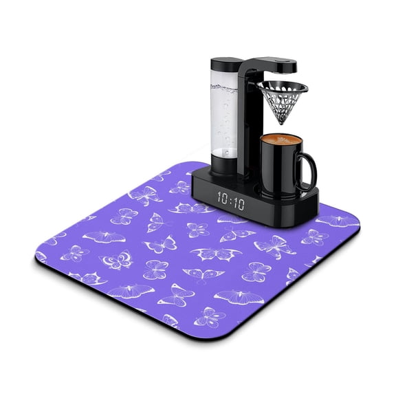 Elegant Coffee Station Mat Butterfly & Artistic Watercolor Quick-Dry Non-Slip Counter Protector