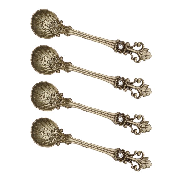 Elegant Coffee Stirring Set 4 Piece Metal Spoons Artistic Handle Design for Use