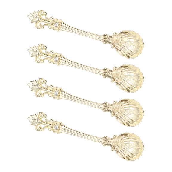 Elegant Coffee Stirring Set 4 Piece Metal Spoons Artistic Handle Design for Use