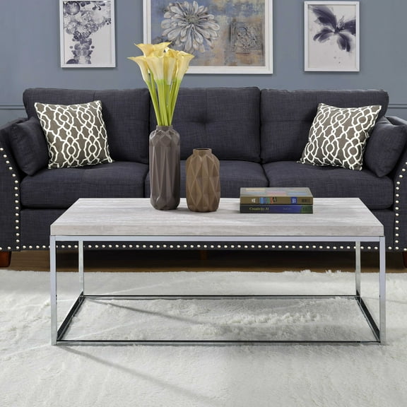 Elegant Coffee Table With Oak Surface And Sled Base Structure Rectangular For Home