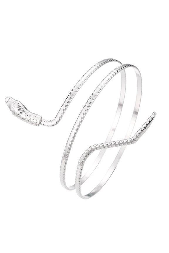 Elegant Coils Armband Metal Sparkling Arm Bracelets for Women Lady Simple Snake Shape Armlet Armband