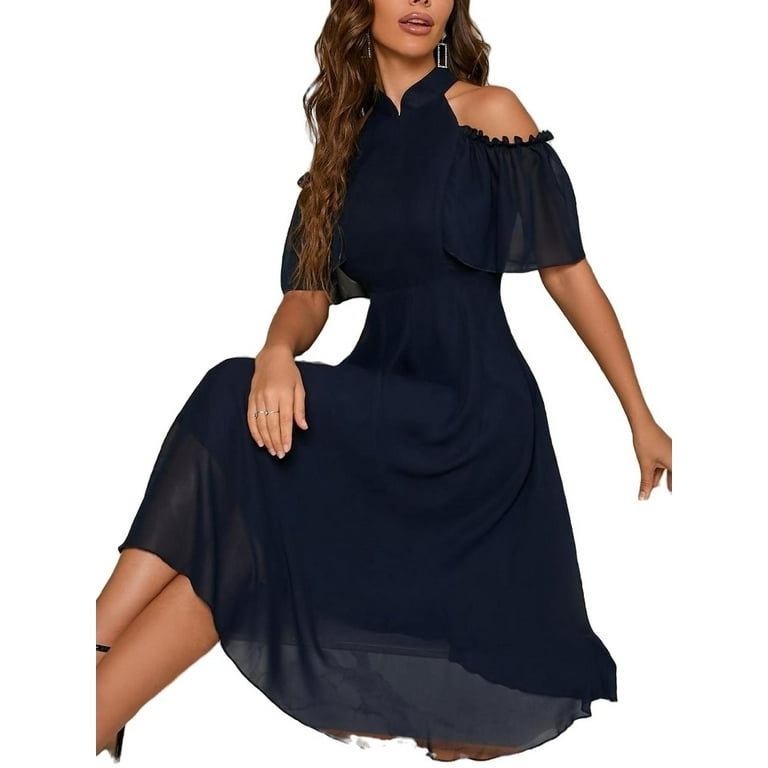 Cold shoulder a line sales dress