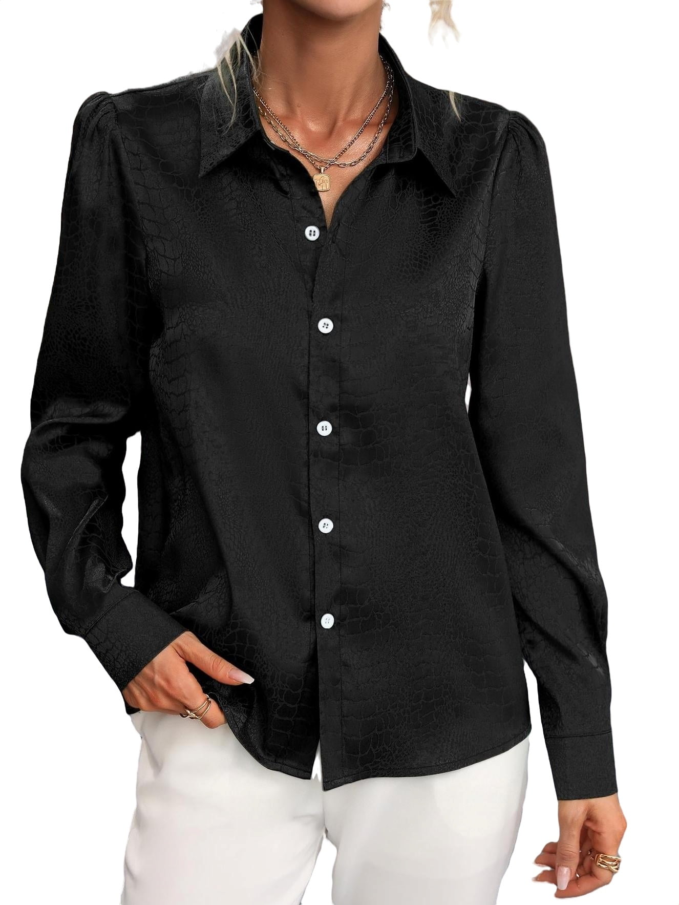 black satin shirt ladies