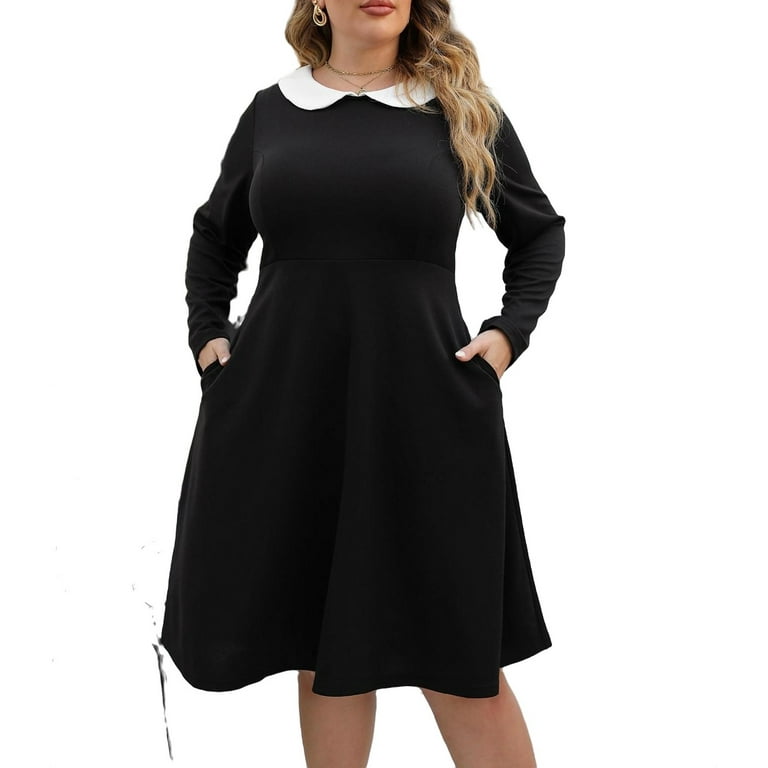 Walmart plus size black dress sale