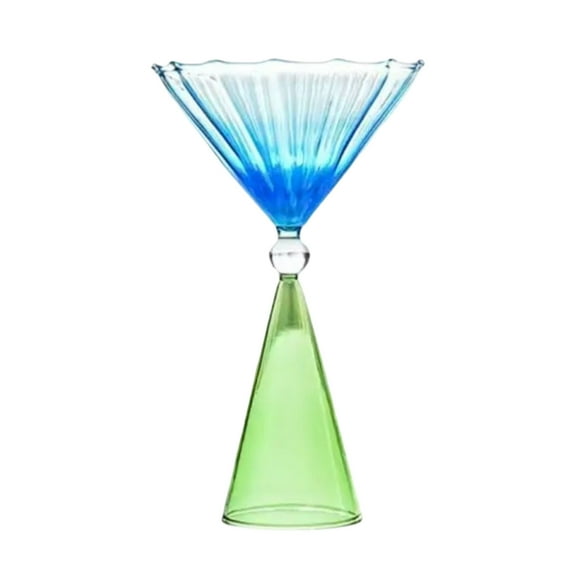 Art Deco Glasses - Fancy Colorful Drinkware Set for Women, Stylish Martini & Margarita Glasses, Unique Glass Cups for Home Bar & Party Decor