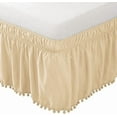 thumbnail image 1 of Elegant Comfort 1-Piece Ella Collection Pom-Pom Bed Skirt 16inch Drop, 1500 Series, Wrap Around Elastic for Easy Application, Wrinkle Resistant, Queen/King, Antique Beige, 1 of 7
