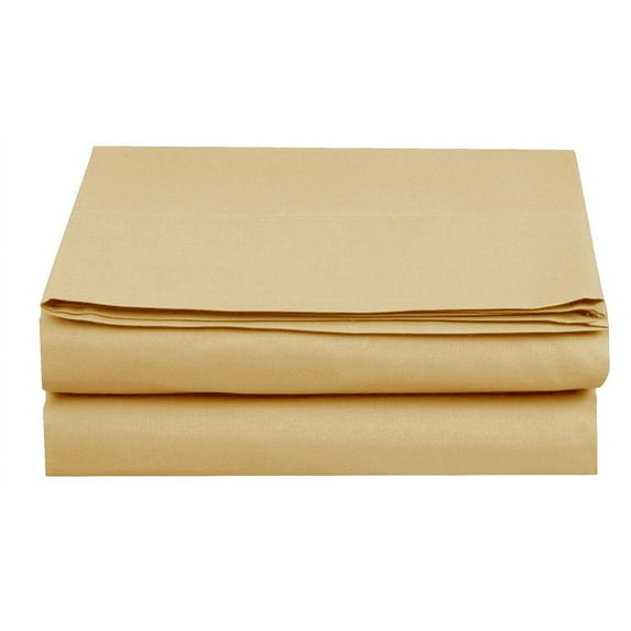 Elegant Comfort 1 Piece Flat Sheet Polyester King Gold 1500 Thread Count