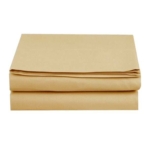 Elegant Comfort 1500 Series Flat Sheet, Soft Wrinkle-Resistant Microfiber Top Sheet, King, Gold