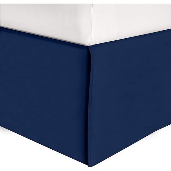 Elegant Comfort 1-Piece Solid Bed Skirt, 1500 Thread Count Quality, Minimalist Design with a Modern Look- Easy Care, Wrinkle and Stain Resistant, Bedskirt, Cali King, Midnight Navy
