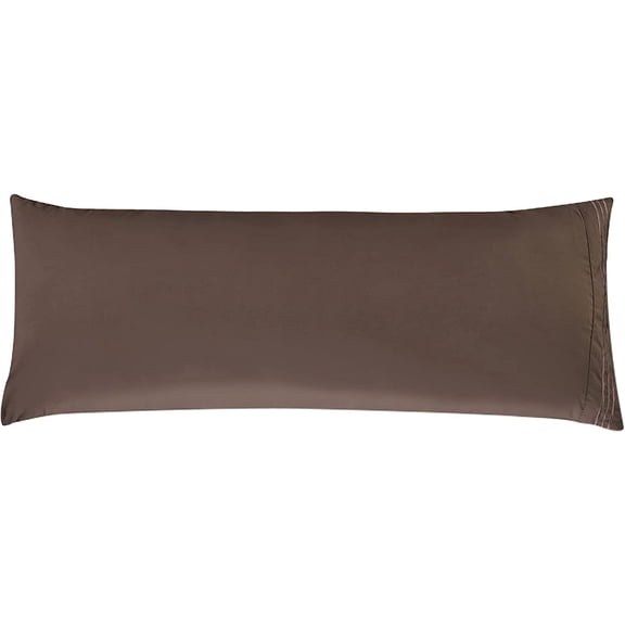 Elegant Comfort 1-Piece Solid Microfiber Pillowcase Set, 1500 Hotel Quality, Wrinkle & Stain Resistant, Soft & Smooth Weave, Body Pillowcase, Brown
