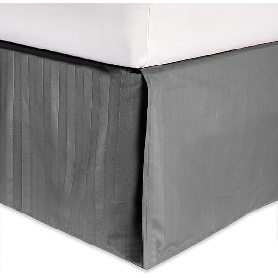 Elegant Comfort Striped Bed Skirt, 1500 Series, Pleated Design, Wrinkle and Stain Resistant, Full, Gray