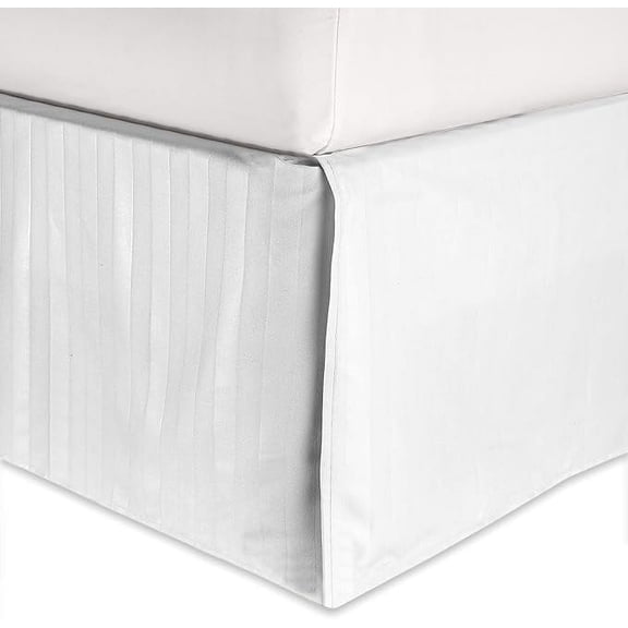 Elegant Comfort Striped Pleated Bed Skirt, Wrinkle Resistant, King, White