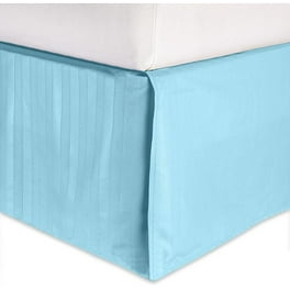 Light Blue Solid Pleated Bed Skirt Queen Size Inch Drop Split