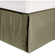 Elegant Comfort 1-Piece Striped Bed Skirt, 1500 Thread Count Quality, Stylish Design, Pleated for a Clean Look- Easy Care, Wrinkle and Stain Resistant, Stripe, Cali King, Sage Green