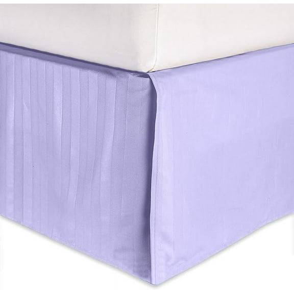 Elegant Comfort 1-Piece Striped Bed Skirt, 1500 Thread Count Quality, Stylish Design, Pleated for a Clean Look- Easy Care, Wrinkle and Stain Resistant, Stripe, King, Lilac