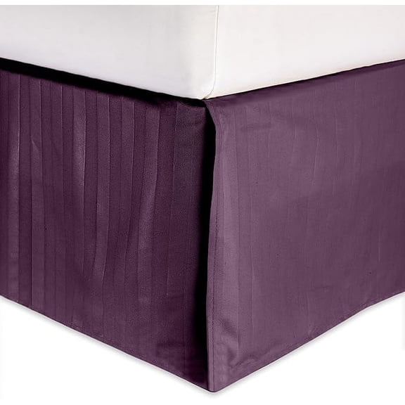 Elegant Comfort 1-Piece Striped Bed Skirt, 1500 Thread Count Quality, Stylish Design, Pleated for a Clean Look- Easy Care, Wrinkle and Stain Resistant, Stripe, Twin, Purple