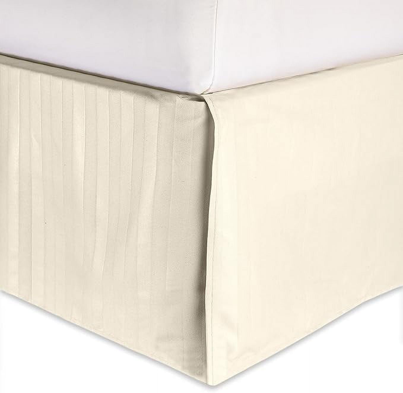 Elegant Comfort 1-Piece Striped Bed Skirt, 1500 Thread Count, Stylish Pleated Design, Easy Care, Wrinkle and Stain Resistant , Full, Ivory-Cream