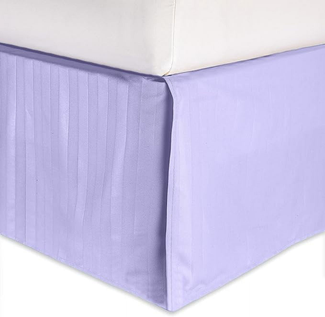 Elegant Comfort 1-Piece Striped Bed Skirt, 1500 Thread Count, Stylish Pleated Design, Easy Care, Wrinkle and Stain Resistant , Queen, Lilac