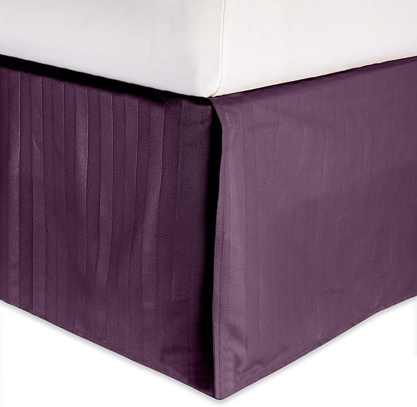 Elegant Comfort 1-Piece Striped Bed Skirt, 1500 Thread Count, Stylish Pleated Design, Easy Care, Wrinkle and Stain Resistant , Queen, Purple