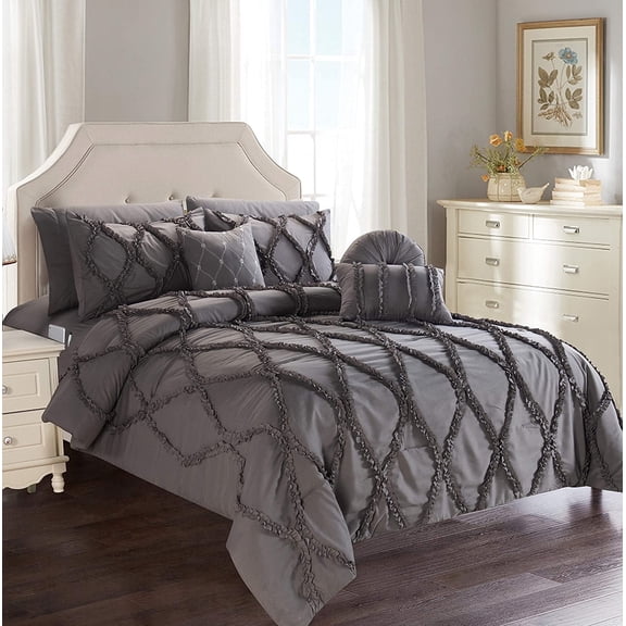 Elegant Comfort 10 Piece Bed Sheets Full Gray Infinity 2000 Series Microfiber