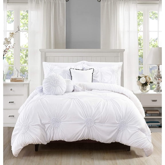 Elegant Comfort 10 Piece Bed Sheets Full/Queen White Sunflower - 2000 Thread Count Microfiber