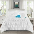 thumbnail image 1 of Elegant Comfort 10-Piece Bed-in-a-Bag, Multi-Ruffle Comforter Set, Includes Bed Sheet with Double Sided Storage Pockets & Decorative Pillows, Multi-Ruffle Comforter, Twin, White, 1 of 4