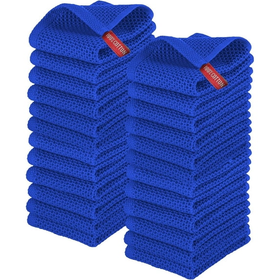 Elegant Comfort 100% Cotton 12-Pack Waffle Premium Kitchen Towels Cleaning Towels, 16 x 25, Royal Blue
