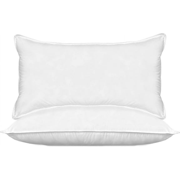 Elegant Comfort 100% Cotton Shell Solid Hotel Pillows, Super Plush Bed Pillows for Side Back & Stomach Sleepers, Cooling Gel-Infused Filling, 2-PACK King Pillow Set