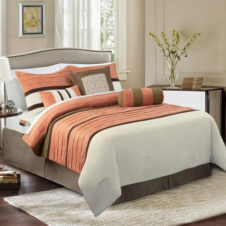 Elegant Comfort 12-Piece Bed-in-a-Bag, Cirena Microsuede Comforter Collection with 6-Piece Sheet Set, Smart Pockets and Decorative Pillows, All Season Bedding, 12PC Cirena, King, Dusty Rose