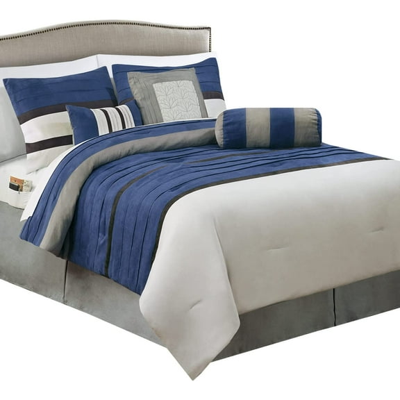 Elegant Comfort 12-Piece Bed-in-a-Bag, Cirena Microsuede Comforter Collection with 6-Piece Sheet Set, Smart Pockets and Decorative Pillows, All Season Bedding, California King, Blue