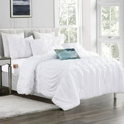 Elegant Comfort 12-Piece Bed-in-a-Bag, Ella Microsuede Comforter Collection with 6-Piece Sheet Set, Smart Pockets and Decorative Pillows, All Season Bedding, Full/Queen, White