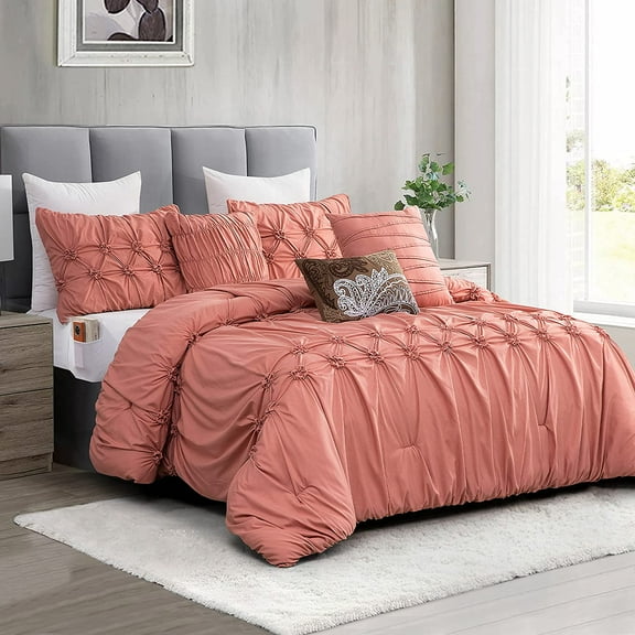 Elegant Comfort 12-Piece Bed-in-a-Bag, Ella Microsuede Comforter Collection with 6-Piece Sheet Set, Smart Pockets and Decorative Pillows, All Season Bedding, King/California King, Dusty Rose