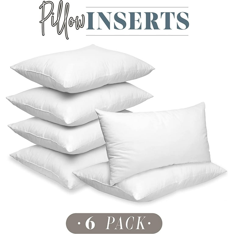 Elegant Comfort 12 x 20 Throw Pillow Inserts 6 PACK Pillow Insert Poly Cotton Shell with Siliconized Fiber Filling Square Form Decorative for