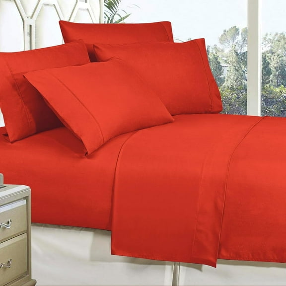 Elegant Comfort 1500 Hotel Quality Microfiber Wrinkle and Fade Resistant Cozy 6-Piece Bedding Set, Full Rust